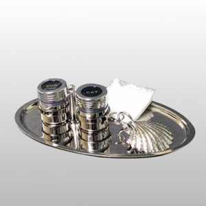 KOMPLET DO CHRZTU NIKLOWANY wym. 23 cm x 14 cm