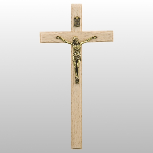 *KRZYŻ WISZĄCY DREWNO KOLOR NATURALNY FREZ 16CM