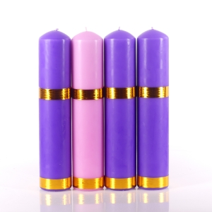 ŚWIECE ADWENTOWE OŁTARZOWE 30 CM FIOLETOWE + RÓŻOWA