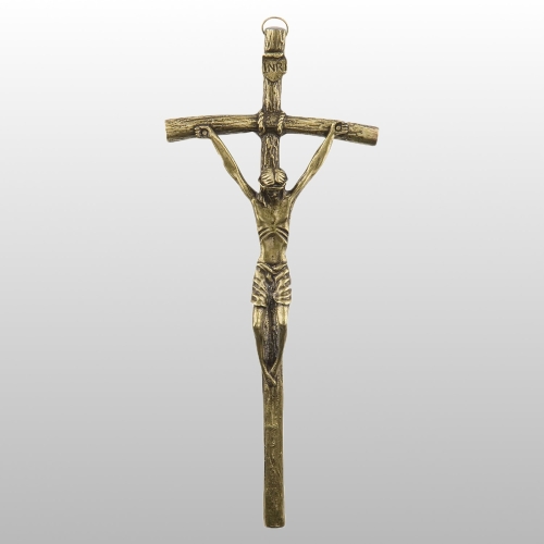 KRZYŻ WISZĄCY PAPIESKI MOSIĄDZ PATYNA 27CM 