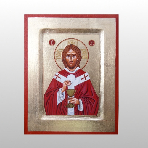 IKONA JEZUS Z HOSTIĄ, 14x18 CM