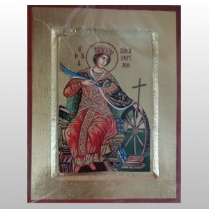 IKONA ŚW.KATARZYNA ALEKSANDRYJSKA (Z KOŁEM), 14x18 CM