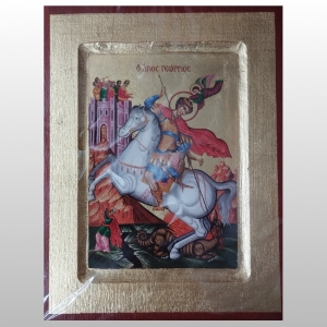 IKONA ŚW.JERZY Z ANIOŁEM PRZY AUREOLI, 14X18