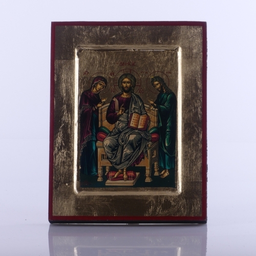 IKONA JEZUS PANTOKRATOR NA TRONIE + MARYJA I ŚW.JAN CHRZCICIEL, 14x18cm