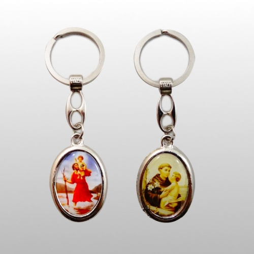 BRELOK METALOWY OWAL ŚW. KRZYSZTOF/ŚW. ANTONI