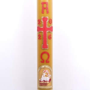 PASCHAŁ 0A 12/125 CM 13KG, WOSK, KRZYŻ KWADRATOWE ZŁOTE BRZEGI  + NOWY BARAN