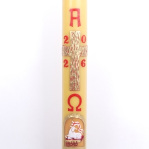 PASCHAŁ 0A 12/125 CM 13KG, ŻÓŁTY, KRZYŻ KORA ZŁOTA + NOWY BARAN