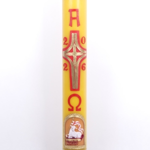 PASCHAŁ 0A 12/125 CM 13KG, ŻÓŁTY, KRZYŻ ZŁOTE ZAOKRĄGLONE PASY + NOWY BARAN