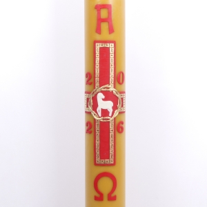 PASCHAŁ 0A 12/125 CM 13KG, WOSK, BARANEK NA KRZYŻU W KORONIE CIERNIOWEJ