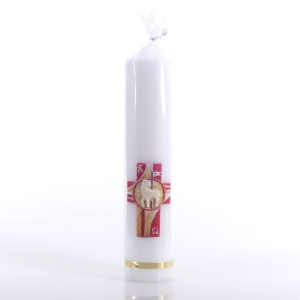 ŚWIECA PASCHALNA 0.85 BARANEK NA KRZYŻU, BIAŁA - BEZ DATY