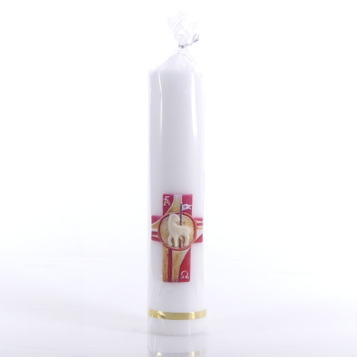 ŚWIECA PASCHALNA 0.85 BARANEK NA KRZYŻU, BIAŁA - BEZ DATY