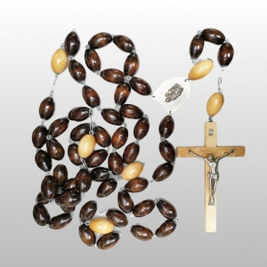 RÓŻANIEC Z DREWNA PROCESYJNY -brązowy