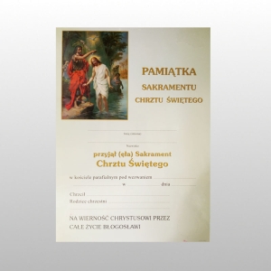 PAMIĄTKA SAKRAMENTU CHRZTU A5 NR2