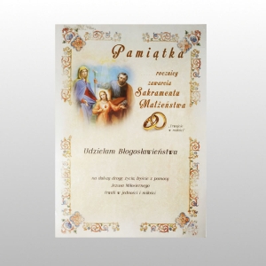 PAMIĄTKA ROCZNICY ZAWARCIA SAKRAMENTU MAŁŻEŃSTWA A5 NR42