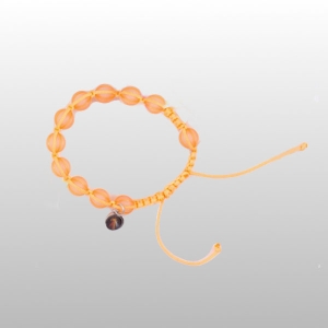 BRANSOLETKA "10" DUŻA KULKA PLASTIK POMARAŃCZOWA, MEDALIK JUT