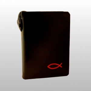 ETUI NA BIBLIA TYSIĄCL. SKAJ, MAŁE CZARNA MAT, HAFT RYBA