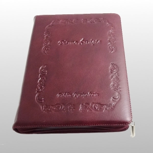 PISMO ŚWIĘTE DUŻE SKÓRA ZAMEK  - BORDO, Z PAGINATORAMI