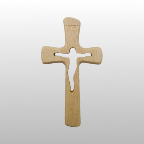 KRZYŻ SERIA BK NR 01 ,Z WYCIĘTĄ PASYJKĄ, WYS. 12 CM, KOLOR BEZBARWNY