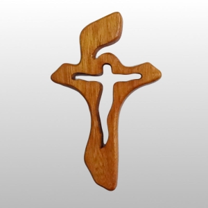 KRZYŻ SERIA BK ,Z WYCIĘTĄ PASYJKĄ, WYS 15 CM x SZER 9 CM KOLOR MAHOŃ