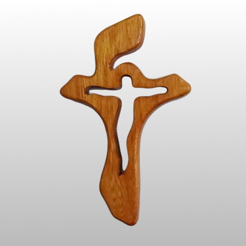 KRZYŻ SERIA BK ,Z WYCIĘTĄ PASYJKĄ, WYS 15 CM x SZER 9 CM KOLOR MAHOŃ
