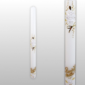 ŚWIECA CHRZEST ŚW. KWIATUSZKI Z PEREŁKĄ, BIAŁE