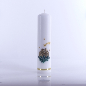 ŚWIECA BIAŁA, APL. ŚW.RODZINA BN  31cm / 7cm BRĄZOWA