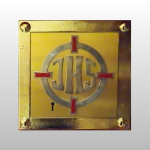 TABERNAKULUM "30" IHS W KOLE + ŚWIECĄCY KRZYŻ RÓWNORAMIENNY