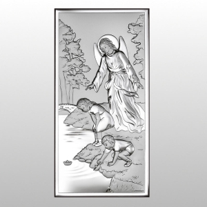 OBRAZEK ANIOŁ STRÓŻ NAD DZIEĆMI 6x12 CM
