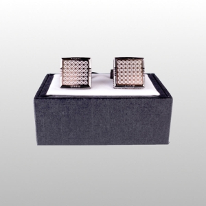 SPINKI DO MANKIETÓW KWADRAT SREBRNY SZACHOWNICA