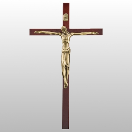 KRZYŻ WISZĄCY DREWNO KOLOR WIŚNIA 47CM
