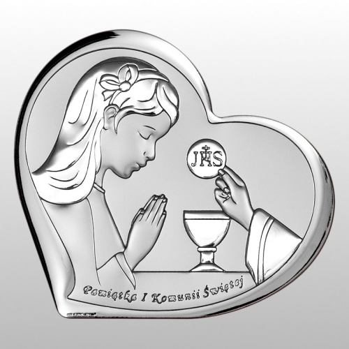 OBRAZEK KOMUNIA DZIEWCZYNKA PAMIĄTKA I KOMUNII ŚWIĘTEJ SERCE 15,5x14