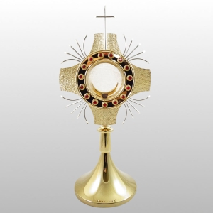 MONSTRANCJA Z KAMIENIAMI h - 42 cm, Ø tarczy 23 cm, (3455)