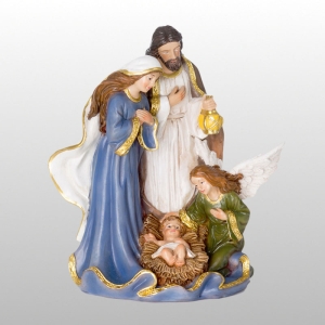 FIGURKA ŚW.RODZINA Z ANIOŁEM KLĘCZĄCYM wys. 15cm