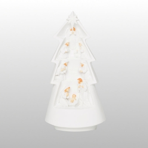 SZOPKA ŚWIECĄCA BIAŁA CHOINKA 20 x 10 x 7,5 cm