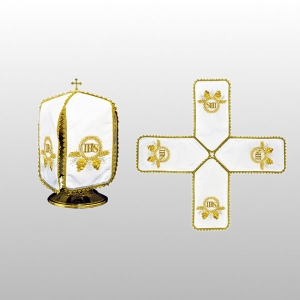 WELON NA PUSZKĘ BIAŁY HAFT IHS WINOGRONA ( 29cm WYS.- KRZYŻAK) (35565)