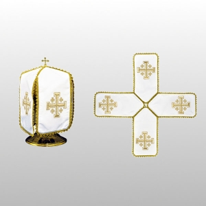 WELON NA PUSZKĘ BIAŁY HAFT KRZYŻ JEROZOLIMSKI( 29cm WYS.- KRZYŻAK) (35915)