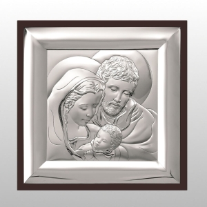 OBRAZEK ŚWIĘTA RODZINA BRĄZOWE DREWNO 14x14