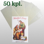 OPŁATKI WIGILIJNE : 5 SZT DUŻYCH + KOPERTA + FOLIA - KARTON 50 KPL / 2,20 zł/kpl
