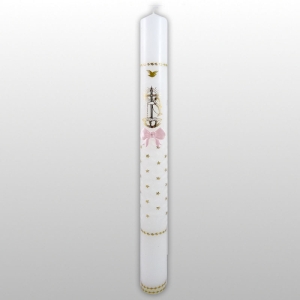 ŚWIECA -DZBANEK -KOKARDKA RÓŻOWA