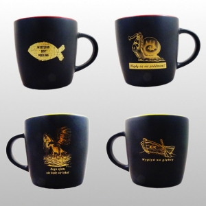 KUBEK BECZKA MATOWY, CZARNO-ŻÓŁTY