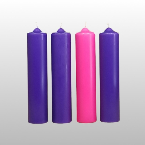 ŚWIECA WALEC 30/7cm, ADWENTOWE DO WIEŃCA (3XFIOLET+1XRÓŻ)