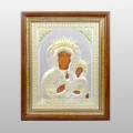 IKONA MB CZĘSTOCHOWSKA ZA SZYBKĄ W DREWNIANEJ RAMCE 26,5  X 30,5 CM