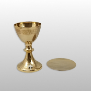 KIELICH + PATENA, WYS. 20CM, ŚR. 14CM, MOSIĄDZ