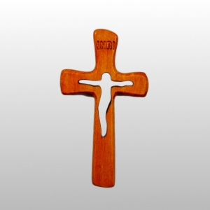 KRZYŻ SERIA BK NR 01, Z WYCIĘTĄ PASYJKĄ 11,5/6,5 CM, KOLOR VENGE
