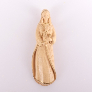 RZEŹBA DREW.- MB Z DZIECIĄTKIEM 20cm, ZŁOTY PASEK, WISZĄCA