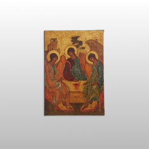 OBRAZ NA DESCE-IKONA, TRÓJCA ŚWIĘTA (RUBLOV), 30CM x 21,5CM