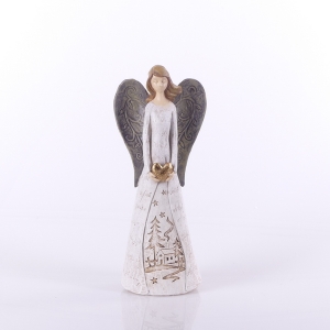 FIGURKA ANIOŁ ZŁOTE SERCE WYS. 24 CM