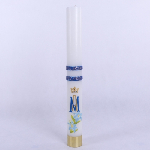 ŚWIECA RORATKA 4kg BIAŁA 75/8,5 CM APL. M + KWIATKI