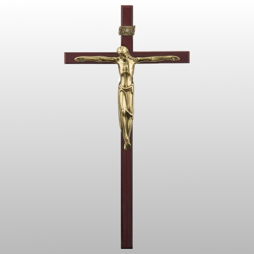 KRZYŻ WISZĄCY DREWNO KOLOR WIŚNIA 24CM