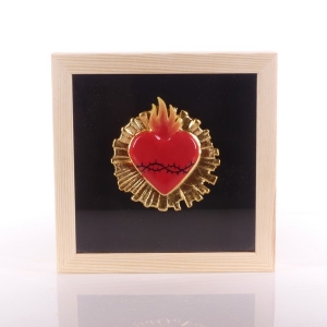 SERCE CERAMICZNE W RAMCE 22x22cm JASNA RAMKA - SOSNA